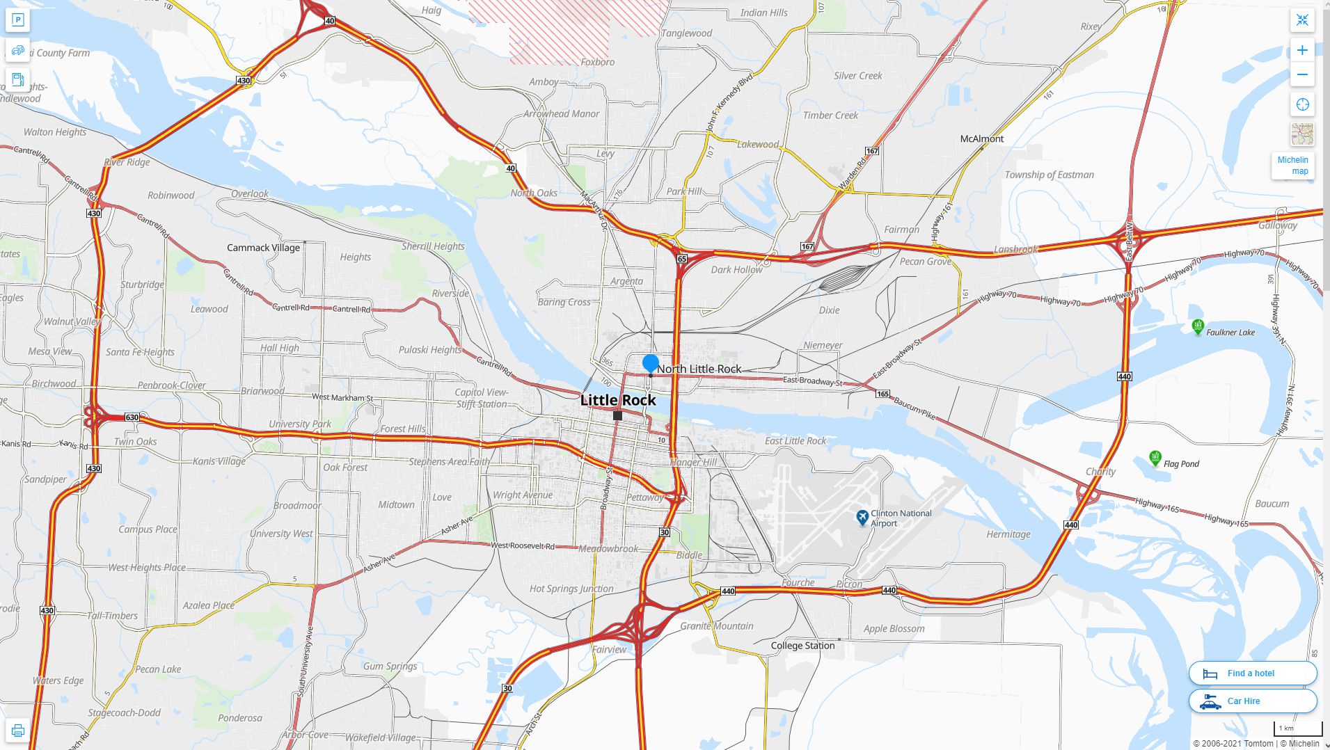 North Little Rock Arkansas Highway and Road Map